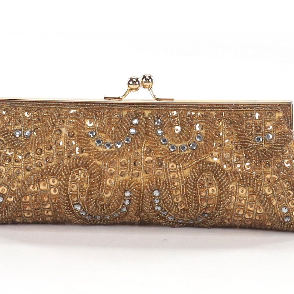 Gold beaded clutch